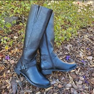 Kenneth Cole Womens Black Tall Wind Riding Harness Boots